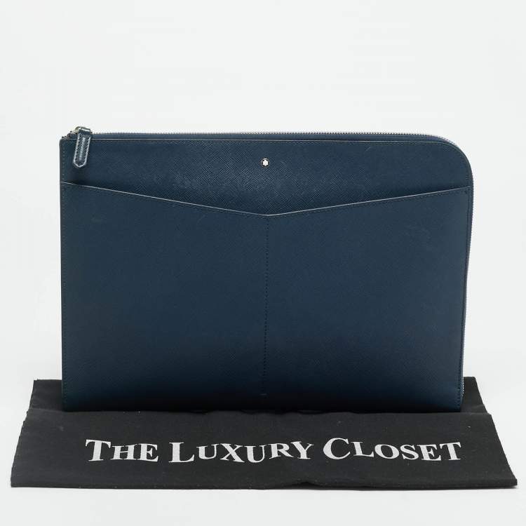 Pre Owned Montblanc Sartorial Navy Blue Leather Portfolio Pouch