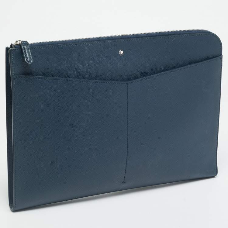Pre Owned Montblanc Sartorial Navy Blue Leather Portfolio Pouch
