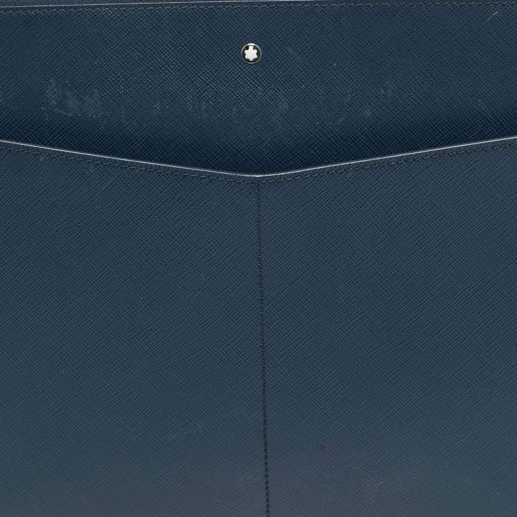 Pre Owned Montblanc Sartorial Navy Blue Leather Portfolio Pouch