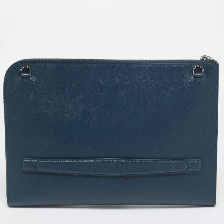 Pre Owned Montblanc Sartorial Navy Blue Leather Portfolio Pouch