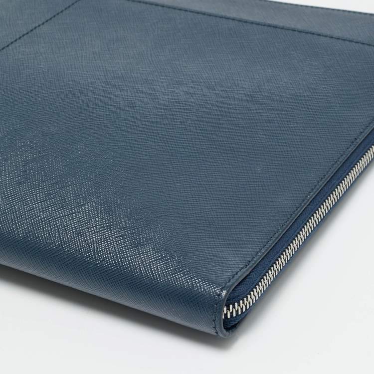 Pre Owned Montblanc Sartorial Navy Blue Leather Portfolio Pouch