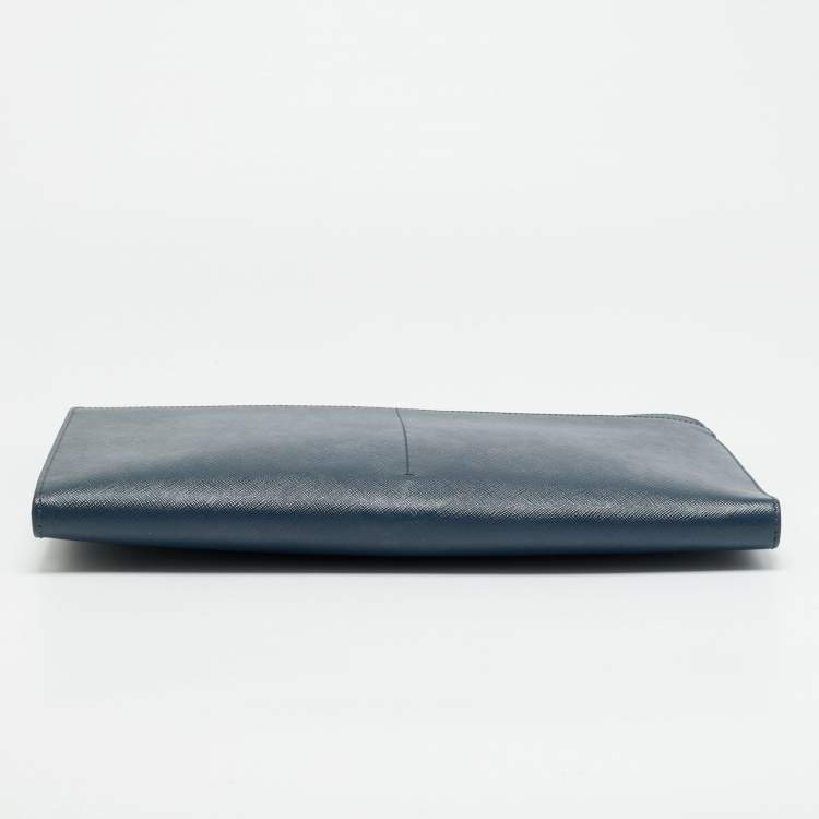 Pre Owned Montblanc Sartorial Navy Blue Leather Portfolio Pouch