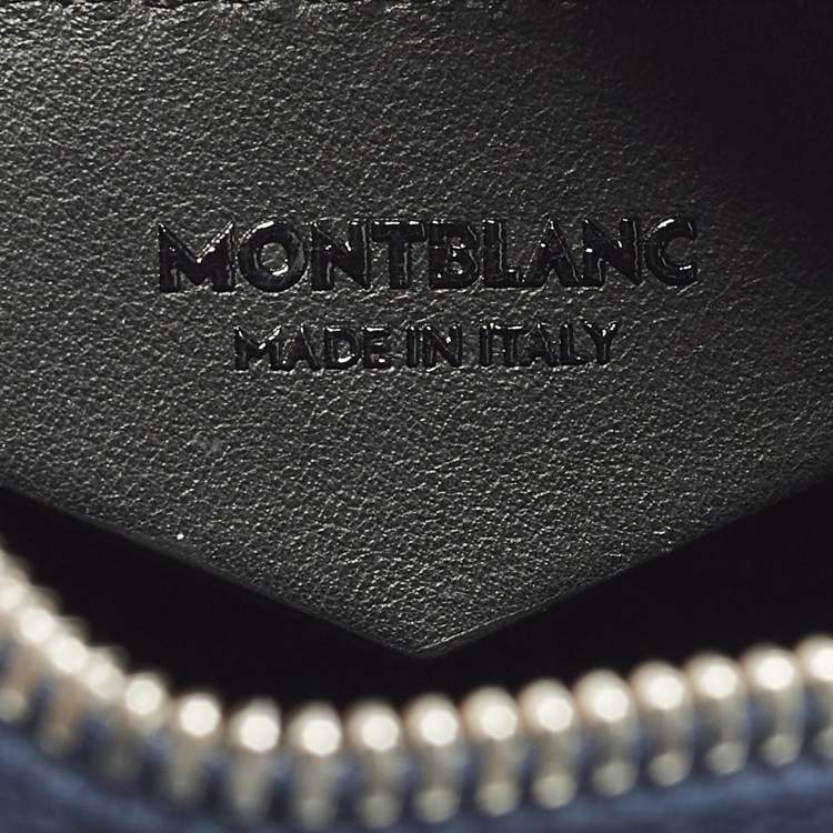 Pre Owned Montblanc Top Zip Sartorial Navy Blue Leather Messenger Bag