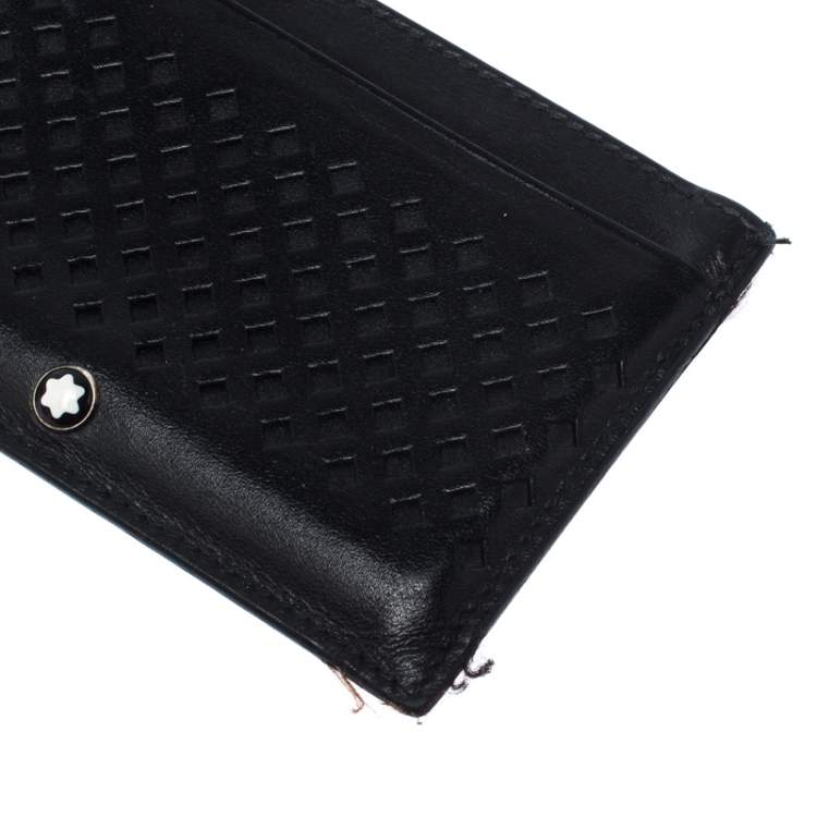 مملوكة مسبقًا Montblanc Black Perforated Leather Card Holder 2CC