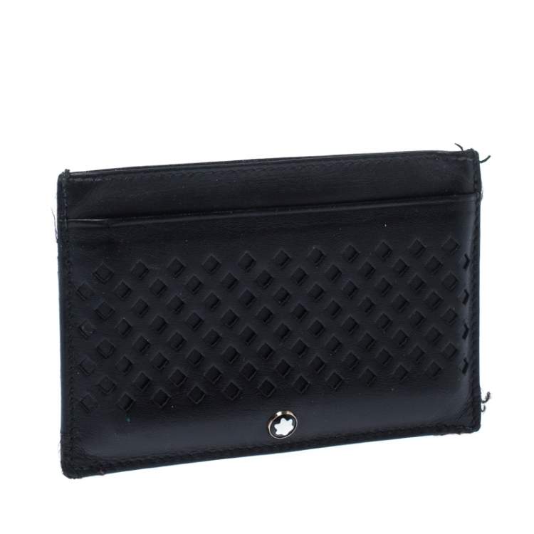 مملوكة مسبقًا Montblanc Black Perforated Leather Card Holder 2CC