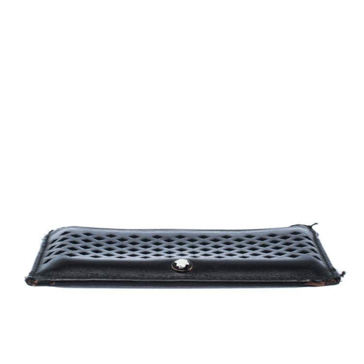 مملوكة مسبقًا Montblanc Black Perforated Leather Card Holder 2CC