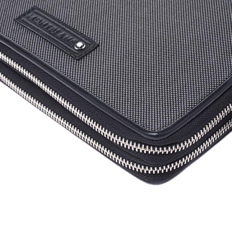 Pre Owned Montblanc Black Canvas Meisterstück Double Zip Organizer