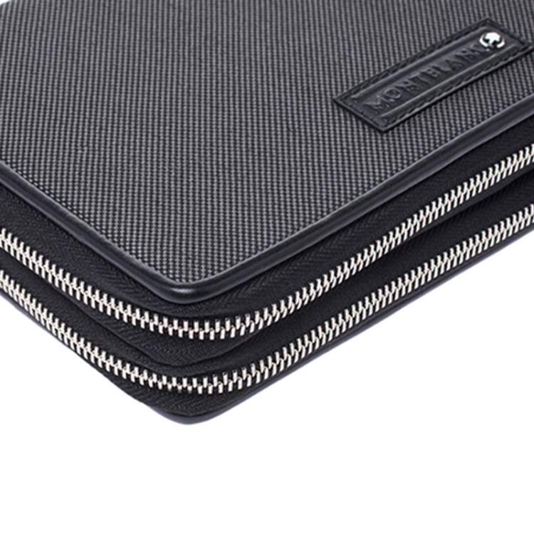 Pre Owned Montblanc Black Canvas Meisterstück Double Zip Organizer