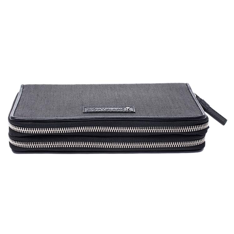 Pre Owned Montblanc Black Canvas Meisterstück Double Zip Organizer