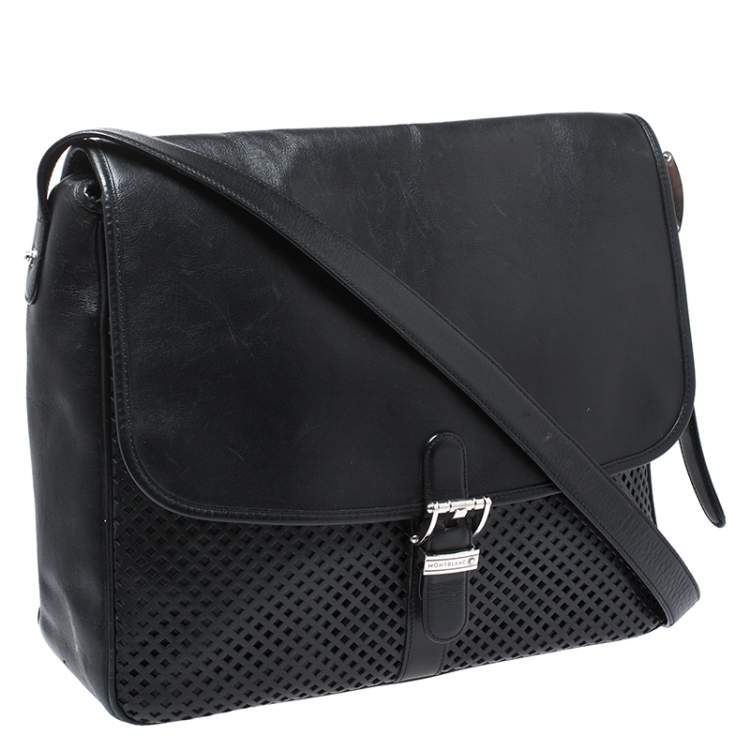 Pre Owned Montblanc Black Leather Meisterstuck Large Messenger Bag