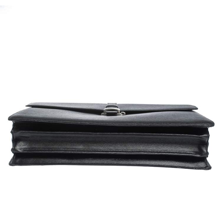 Pre Owned Montblanc Black Leather Westside Double Gusset Briefcase