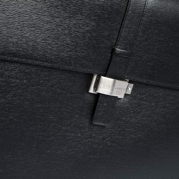 Pre Owned Montblanc Black Leather Westside Double Gusset Briefcase