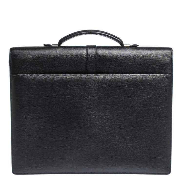 Pre Owned Montblanc Black Leather Westside Double Gusset Briefcase