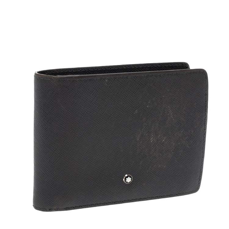 Pre Owned Montblanc Grey Leather Bifold Wallet 