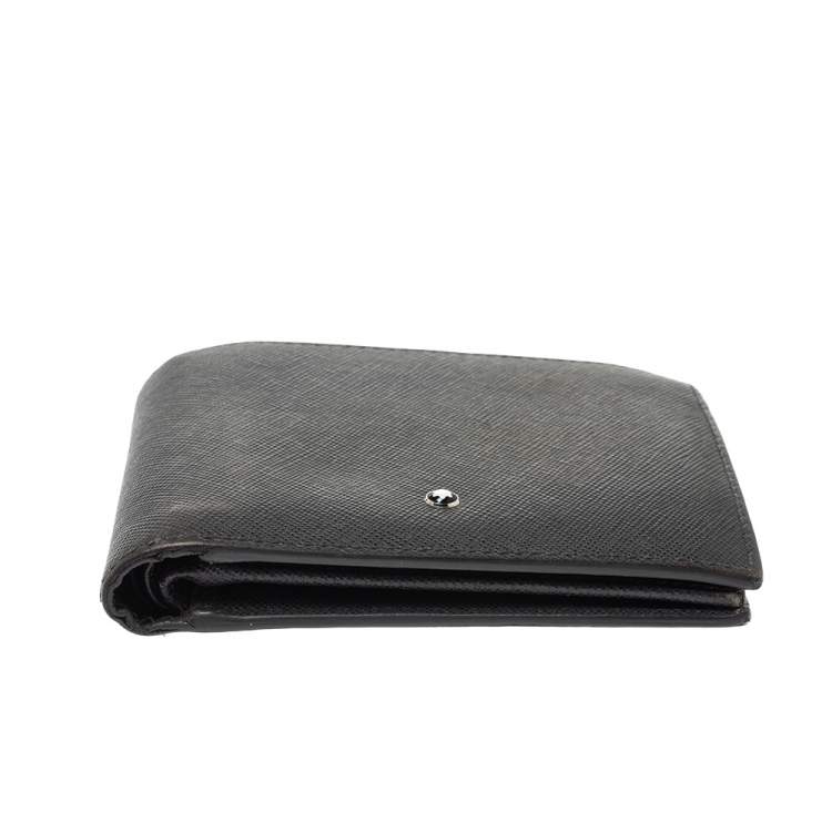 Pre Owned Montblanc Grey Leather Bifold Wallet 