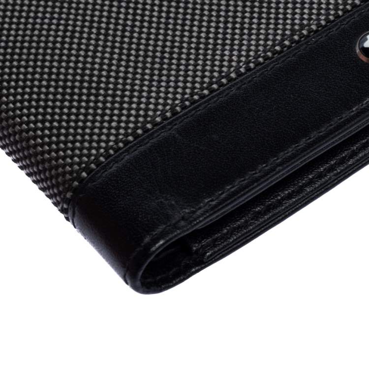 Pre Owned Montblanc Grey/Black Canvas and Leather Meisterstuck Bifold Wallet