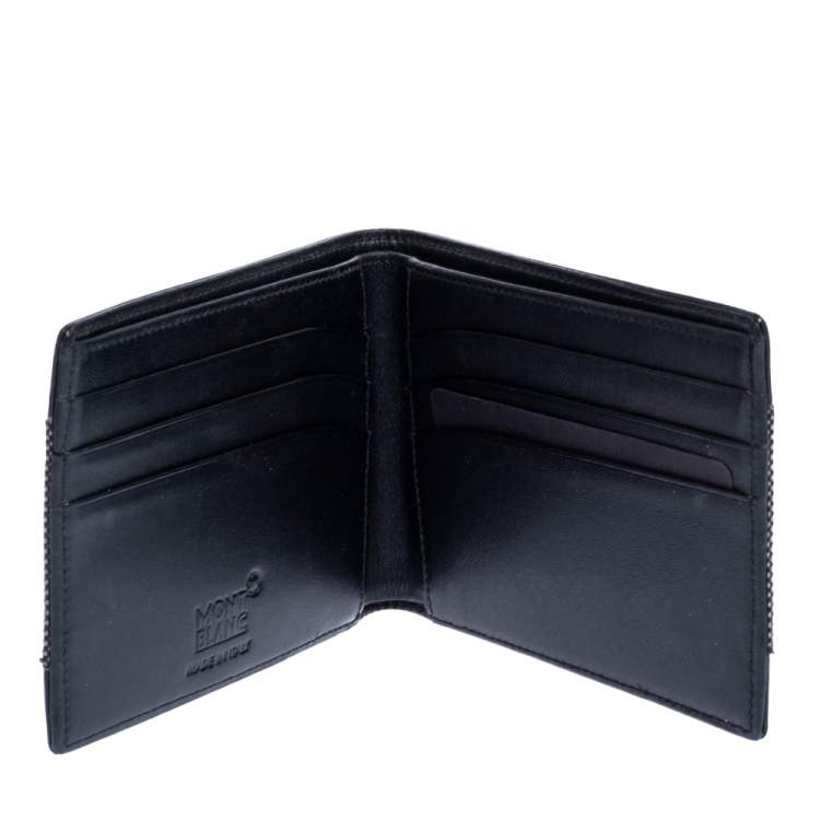 Pre Owned Montblanc Grey/Black Canvas and Leather Meisterstuck Bifold Wallet