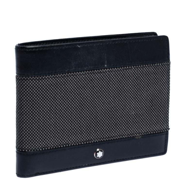 Pre Owned Montblanc Grey/Black Canvas and Leather Meisterstuck Bifold Wallet