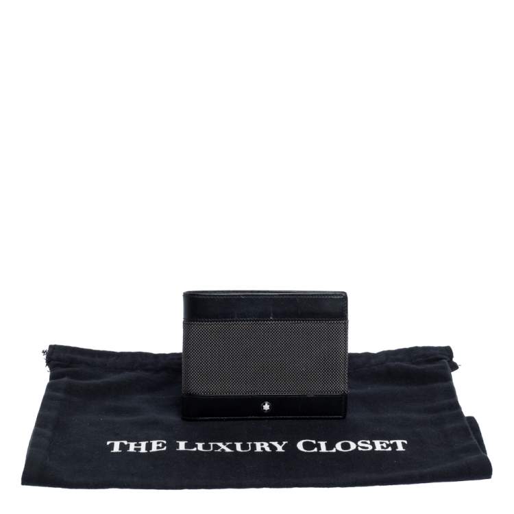 Pre Owned Montblanc Grey/Black Canvas and Leather Meisterstuck Bifold Wallet