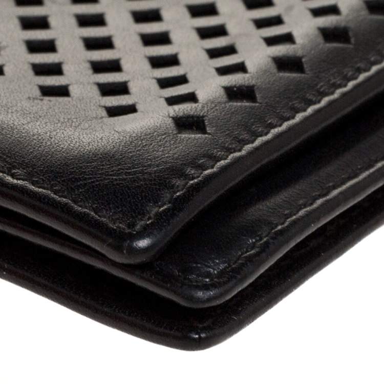 Pre Owned Montblanc Black Perforated Leather Card Holder 