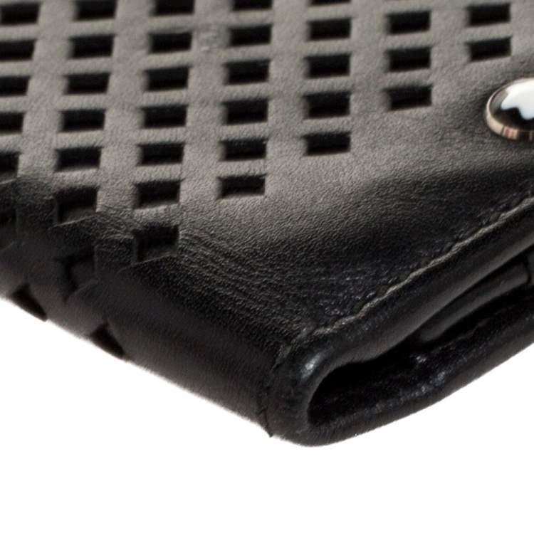 Pre Owned Montblanc Black Perforated Leather Card Holder 