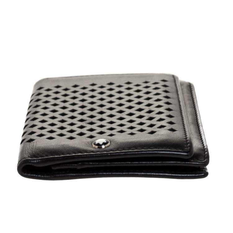 Pre Owned Montblanc Black Perforated Leather Card Holder 