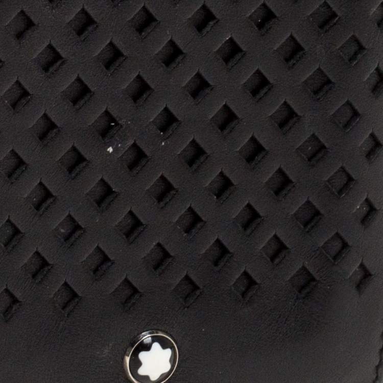 Pre Owned Montblanc Black Perforated Leather Card Holder 