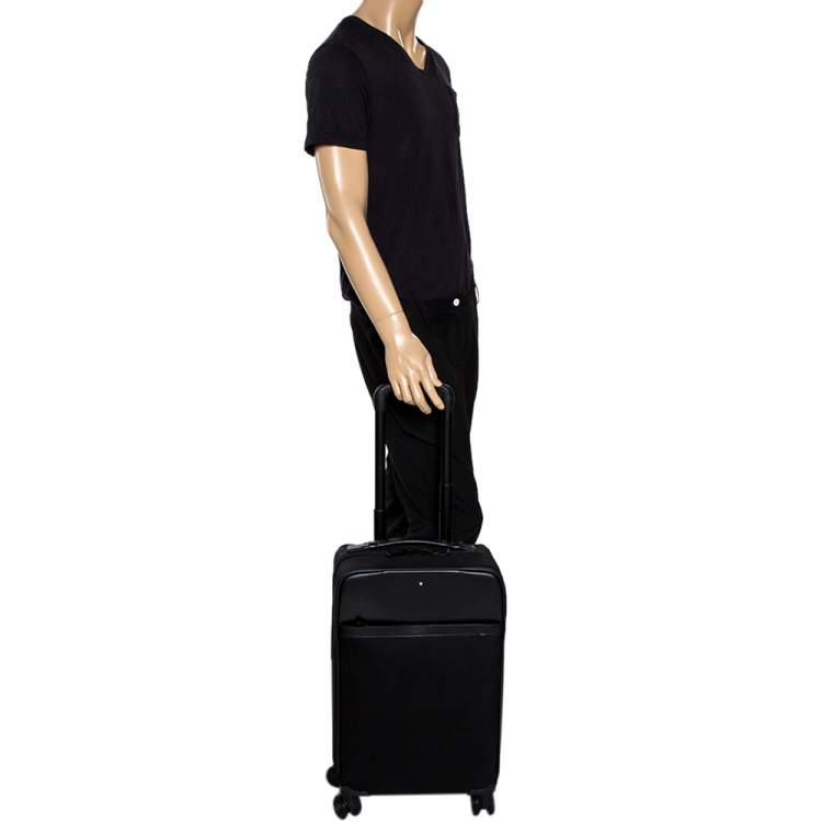 Pre Owned Montblanc Black Nylon and Leather Nightflight Carry-on Weekend Trolley 