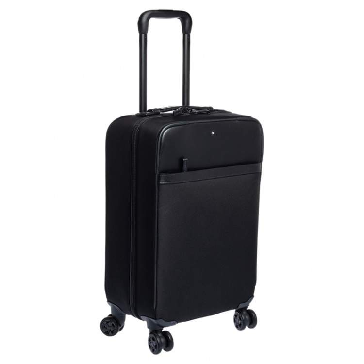 Pre Owned Montblanc Black Nylon and Leather Nightflight Carry-on Weekend Trolley 