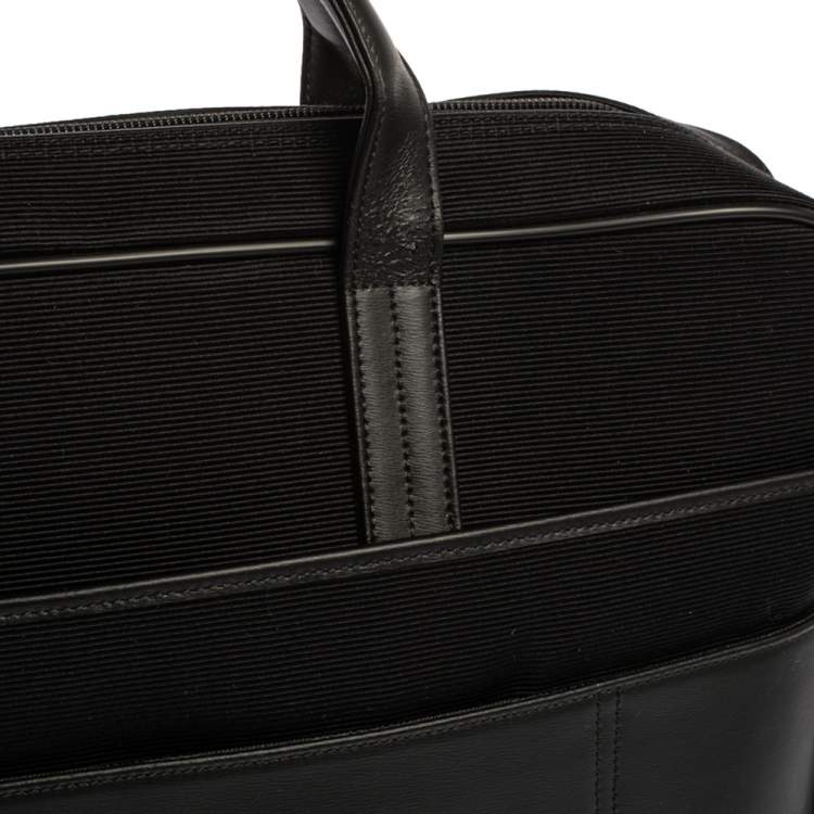 Pre Owned MontBlanc Black Canvas and Leather Nightflight Document Briefcase Bag
