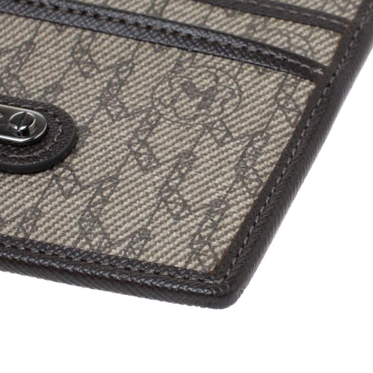 Pre Owned Montblanc Beige/Brown Signature Coated Canvas Card Holder 4CC