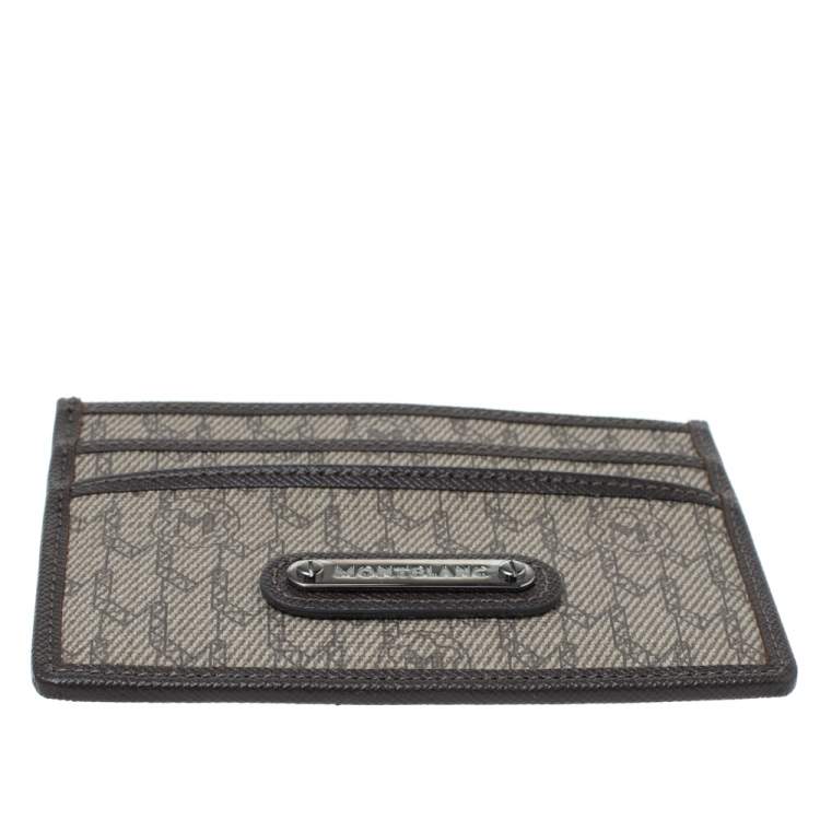 Pre Owned Montblanc Beige/Brown Signature Coated Canvas Card Holder 4CC
