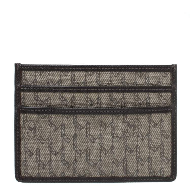 Pre Owned Montblanc Beige/Brown Signature Coated Canvas Card Holder 4CC