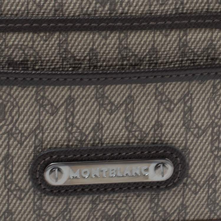 Pre Owned Montblanc Beige/Brown Signature Coated Canvas Card Holder 4CC