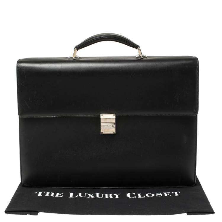 Pre Owned Montblanc Black Leather Meisterstuck Double Gusset Briefcase