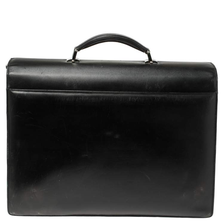 Pre Owned Montblanc Black Leather Meisterstuck Double Gusset Briefcase