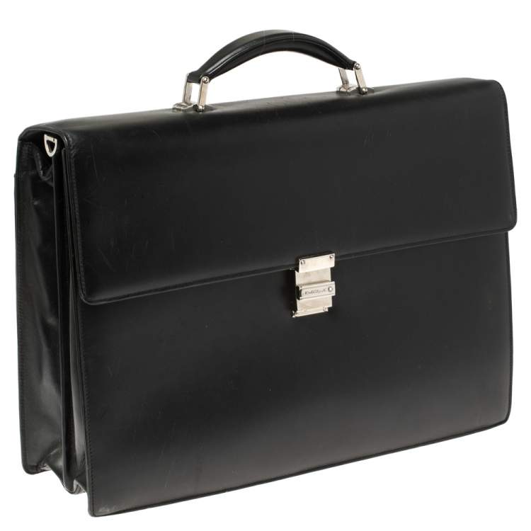 Pre Owned Montblanc Black Leather Meisterstuck Double Gusset Briefcase