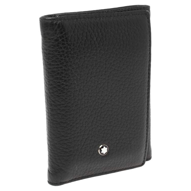 Pre Owned Montblanc Black Leather Meisterstuck Trifold Card Holder 
