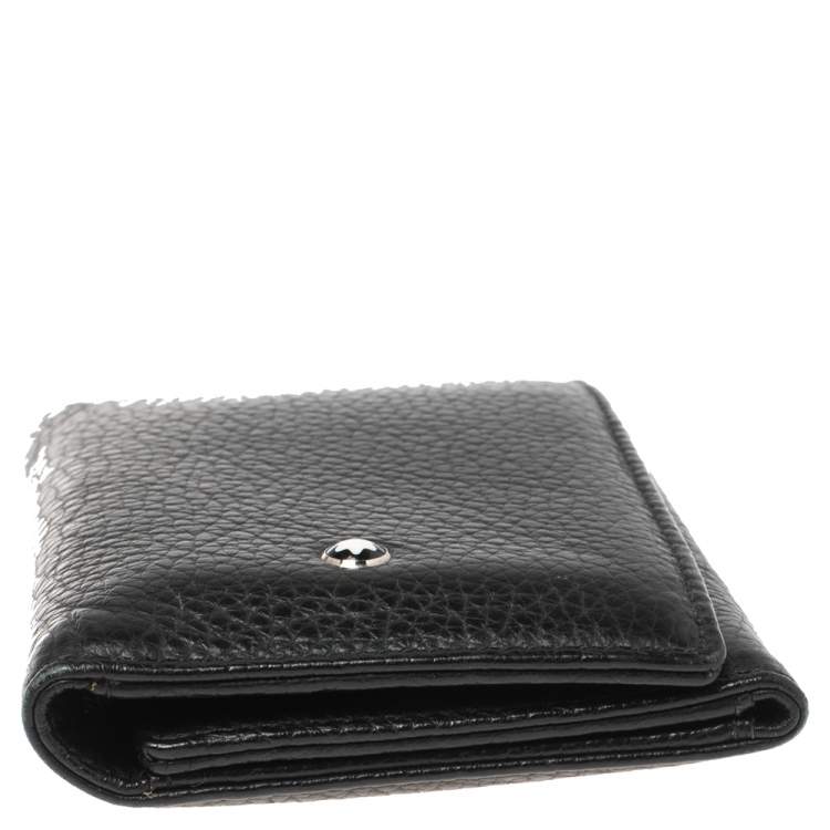 Pre Owned Montblanc Black Leather Meisterstuck Trifold Card Holder 