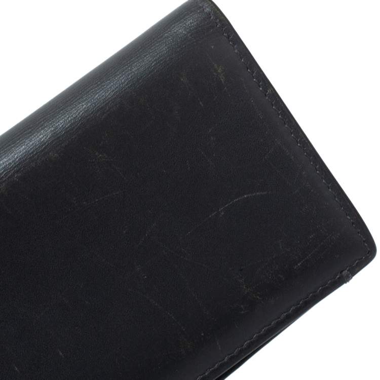 Pre Owned Montblanc Dark Grey Leather Meisterstuck Business Card Holder