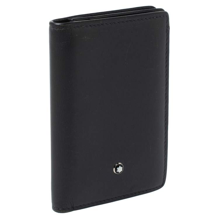 Pre Owned Montblanc Dark Grey Leather Meisterstuck Business Card Holder
