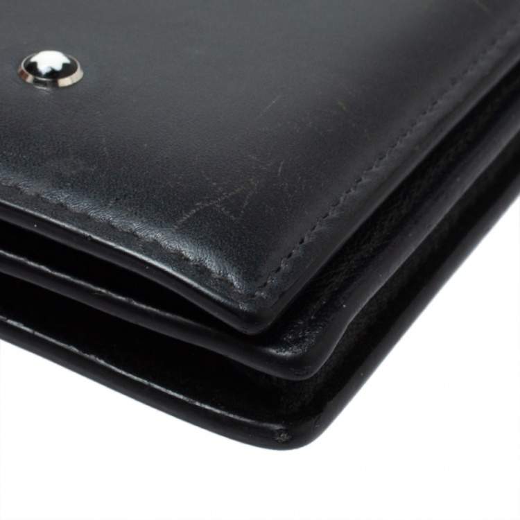 Pre Owned Montblanc Dark Grey Leather Meisterstuck Business Card Holder