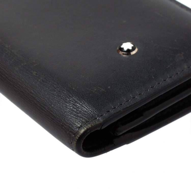 Pre Owned Montblanc Dark Grey Leather Meisterstuck Business Card Holder