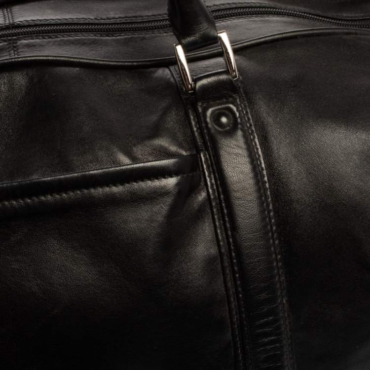 Pre Owned Montblanc Black Leather Weekender Duffel Bag