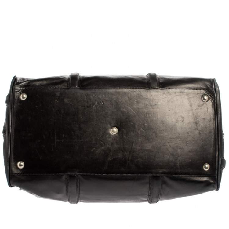 Pre Owned Montblanc Black Leather Weekender Duffel Bag