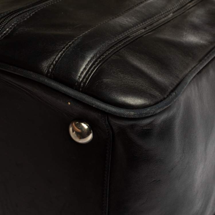 Pre Owned Montblanc Black Leather Weekender Duffel Bag