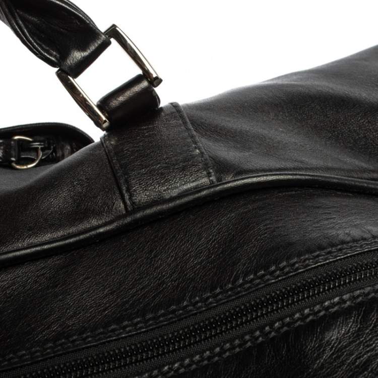 Pre Owned Montblanc Black Leather Weekender Duffel Bag