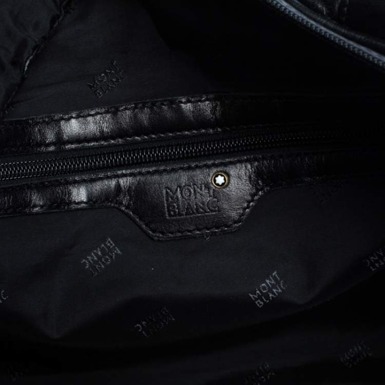 Pre Owned Montblanc Black Leather Weekender Duffel Bag