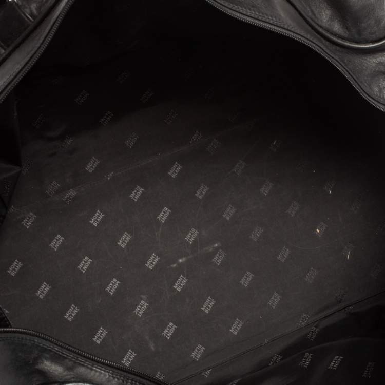 Pre Owned Montblanc Black Leather Weekender Duffel Bag