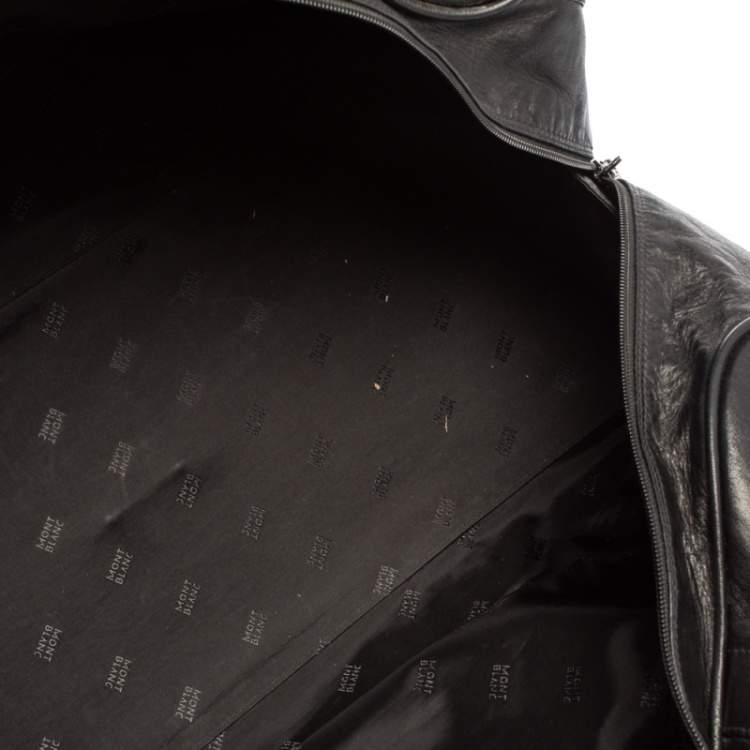 Pre Owned Montblanc Black Leather Weekender Duffel Bag